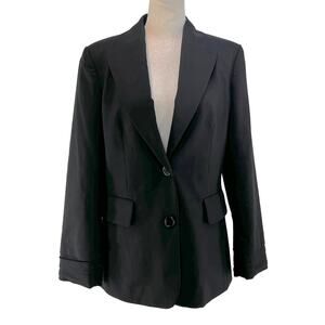 Alice & Olivia Black Shawl Collar Blazer Ruched Sleeves Black